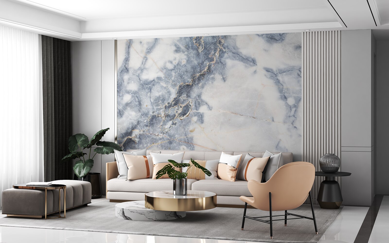 Papier peint le fond est en marbre gris