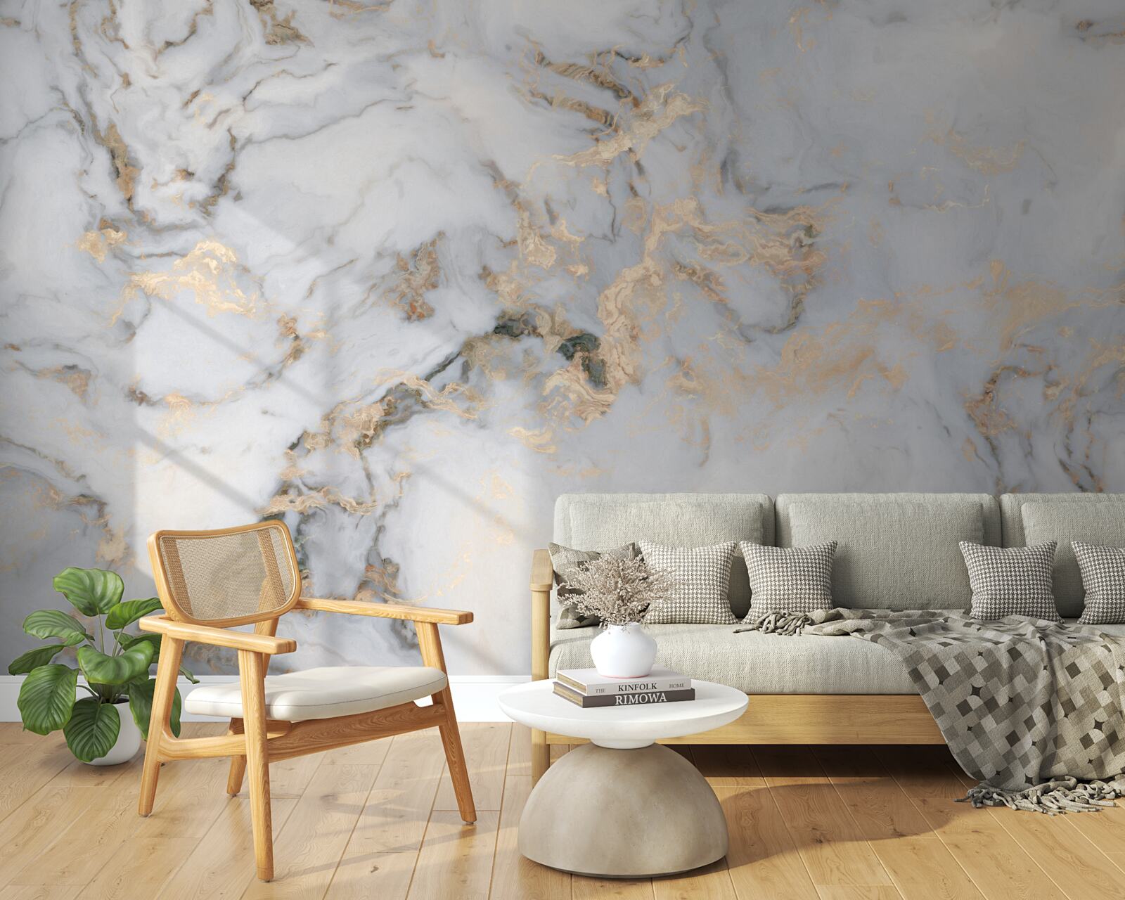 Papier peint marbre avec accent malachite