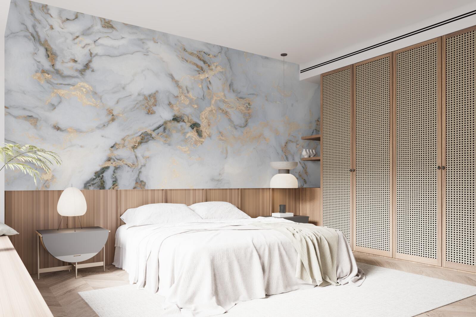 Papier peint marbre avec accent malachite