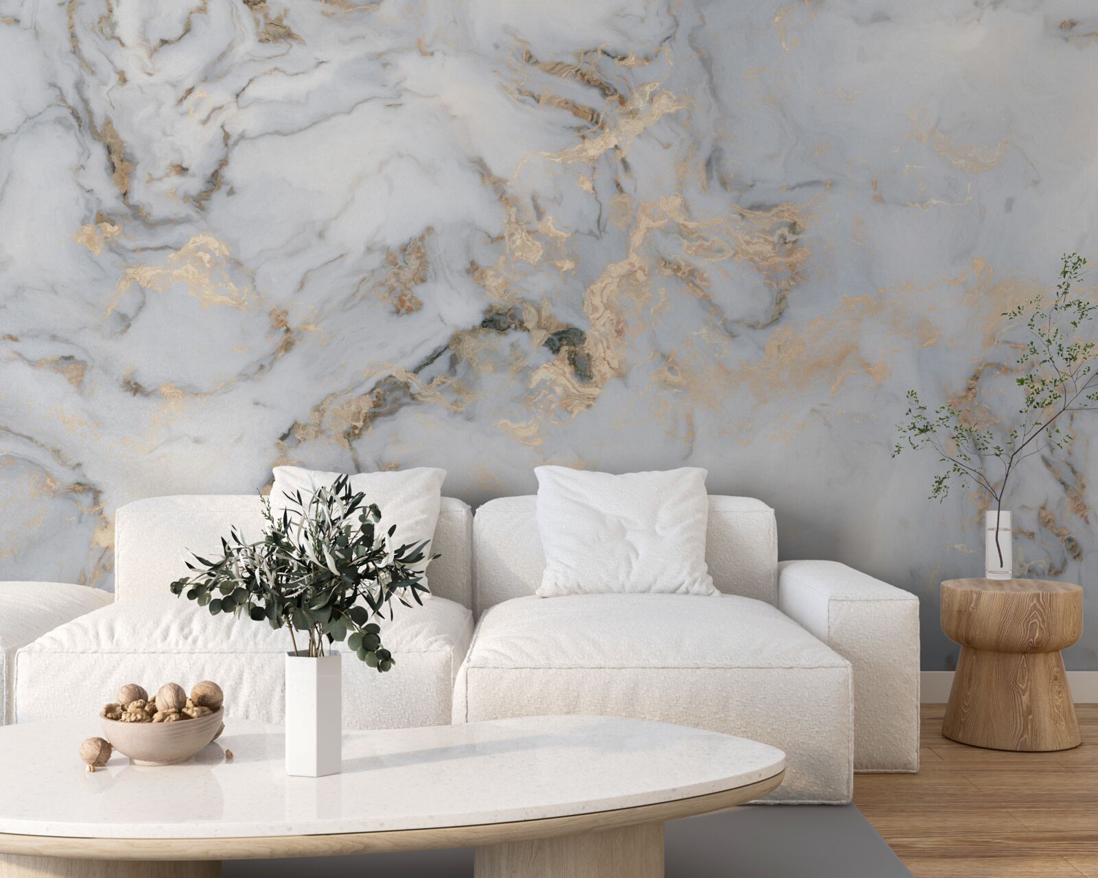 Papier peint marbre avec accent malachite