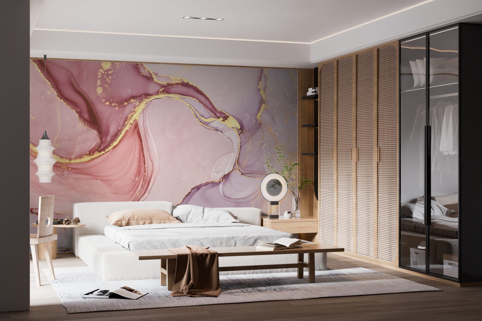 Papier peint liquide délicat dans une nuance de rose violet