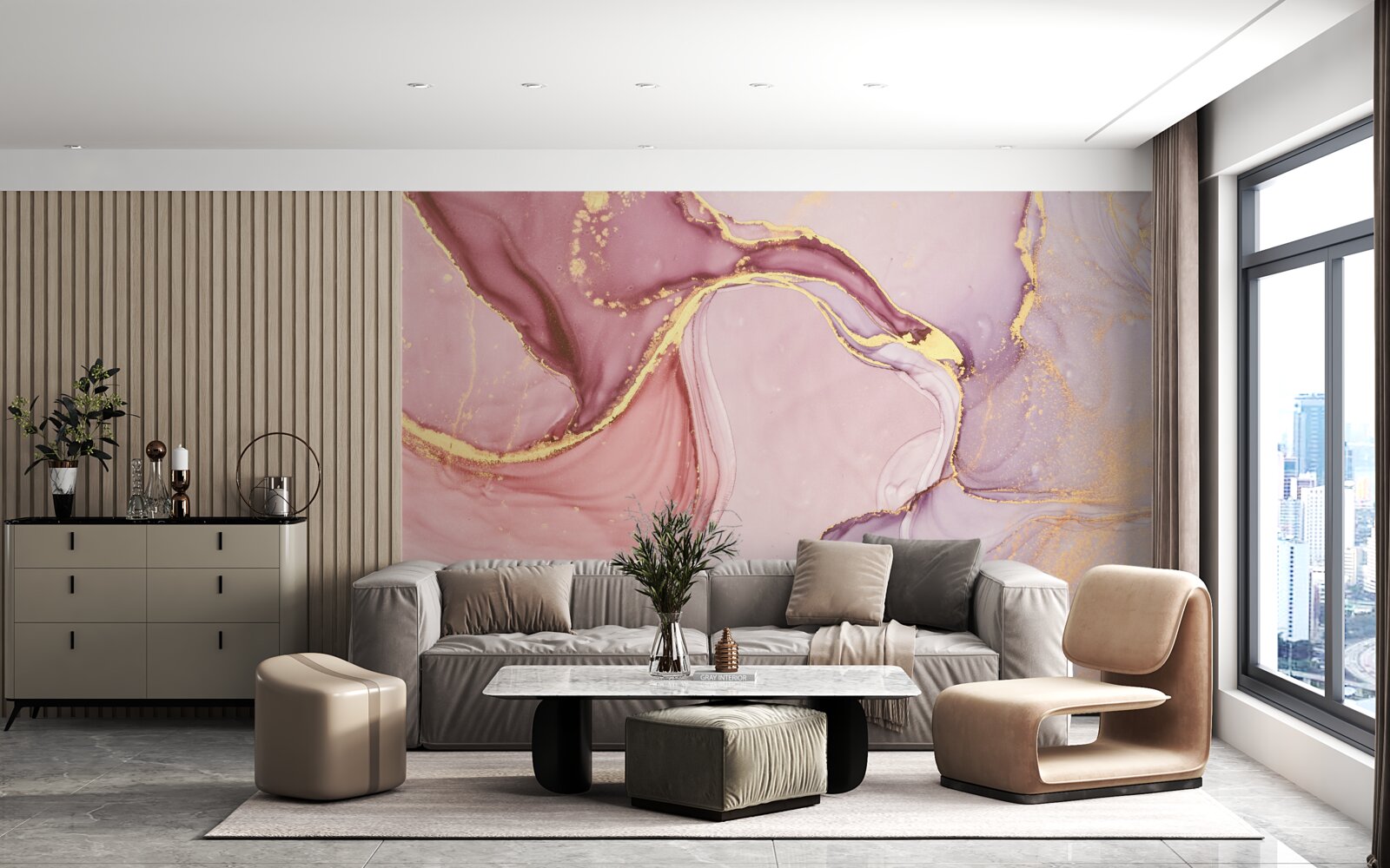 Papier peint liquide délicat dans une nuance de rose violet