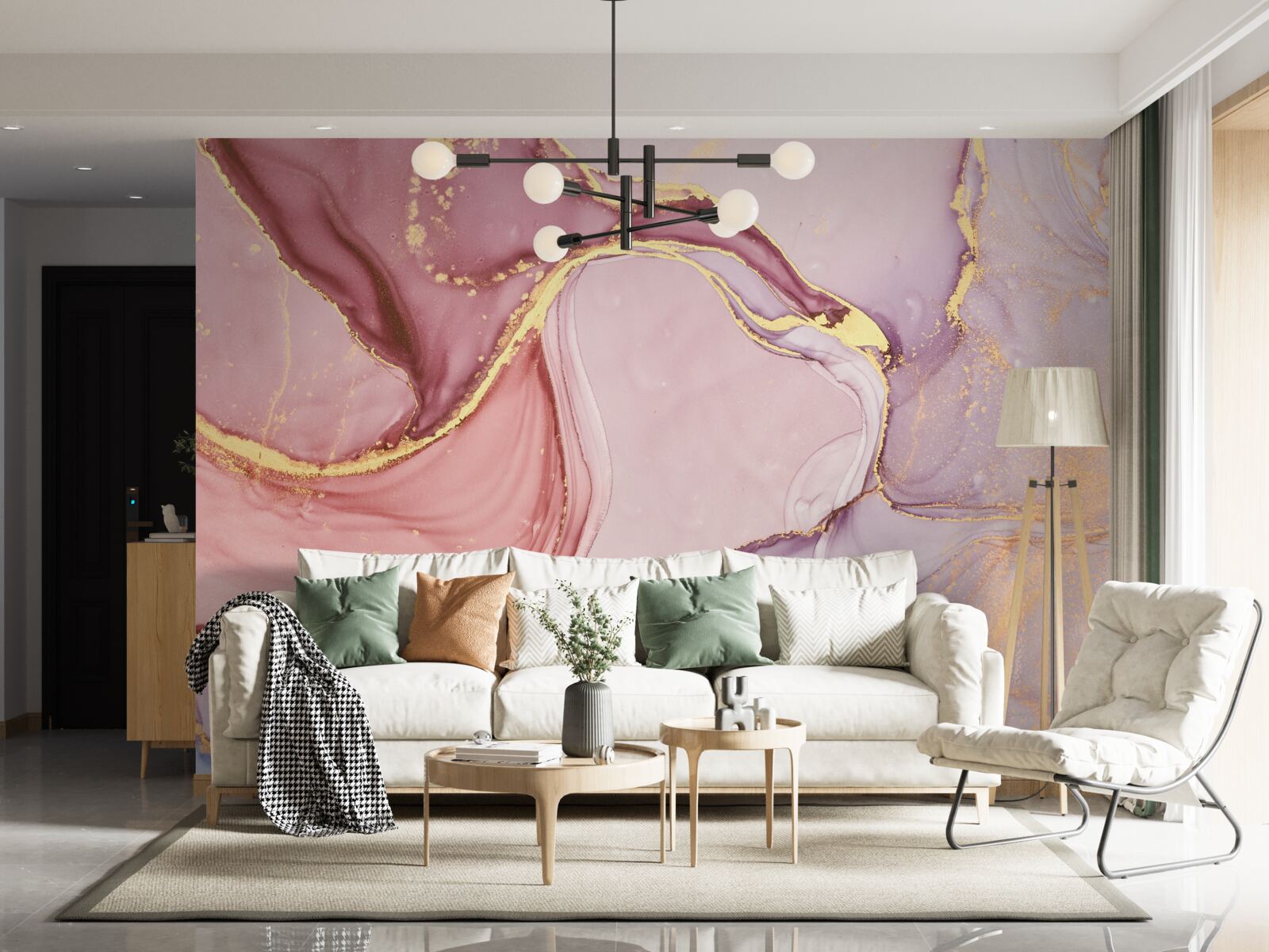 Papier peint liquide délicat dans une nuance de rose violet