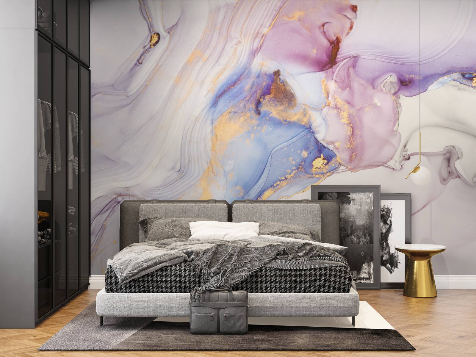 Papier peint fond de marbre avec abat-jour aquarelle