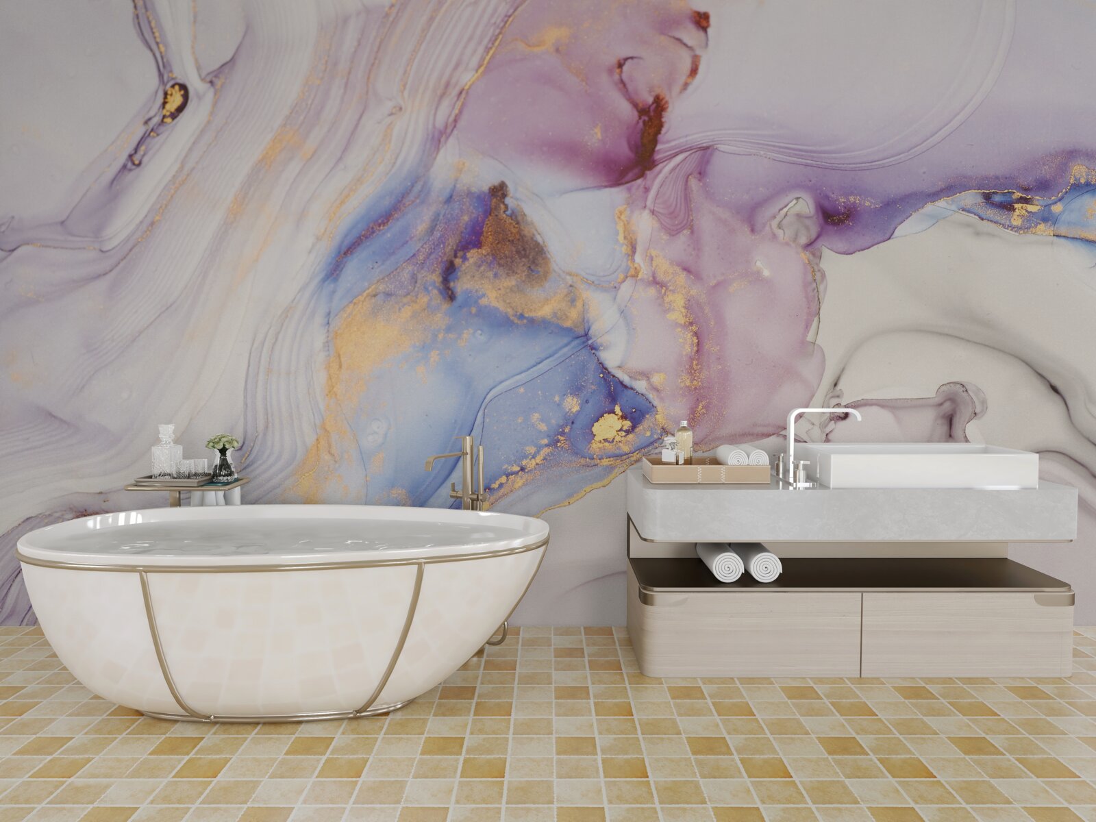 Papier peint fond de marbre avec abat-jour aquarelle