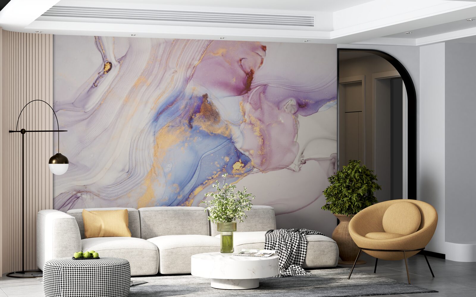 Papier peint fond de marbre avec abat-jour aquarelle