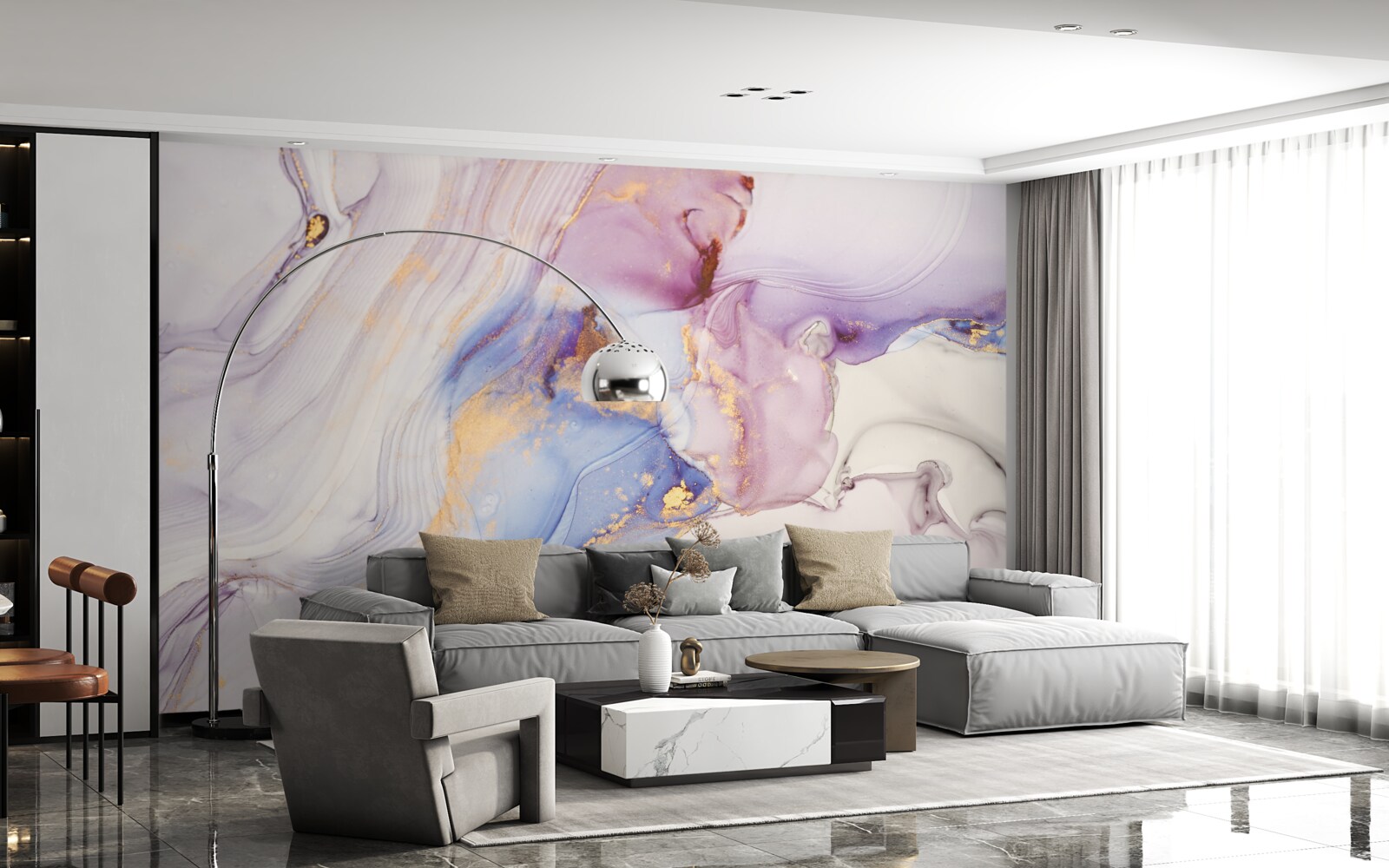 Papier peint fond de marbre avec abat-jour aquarelle