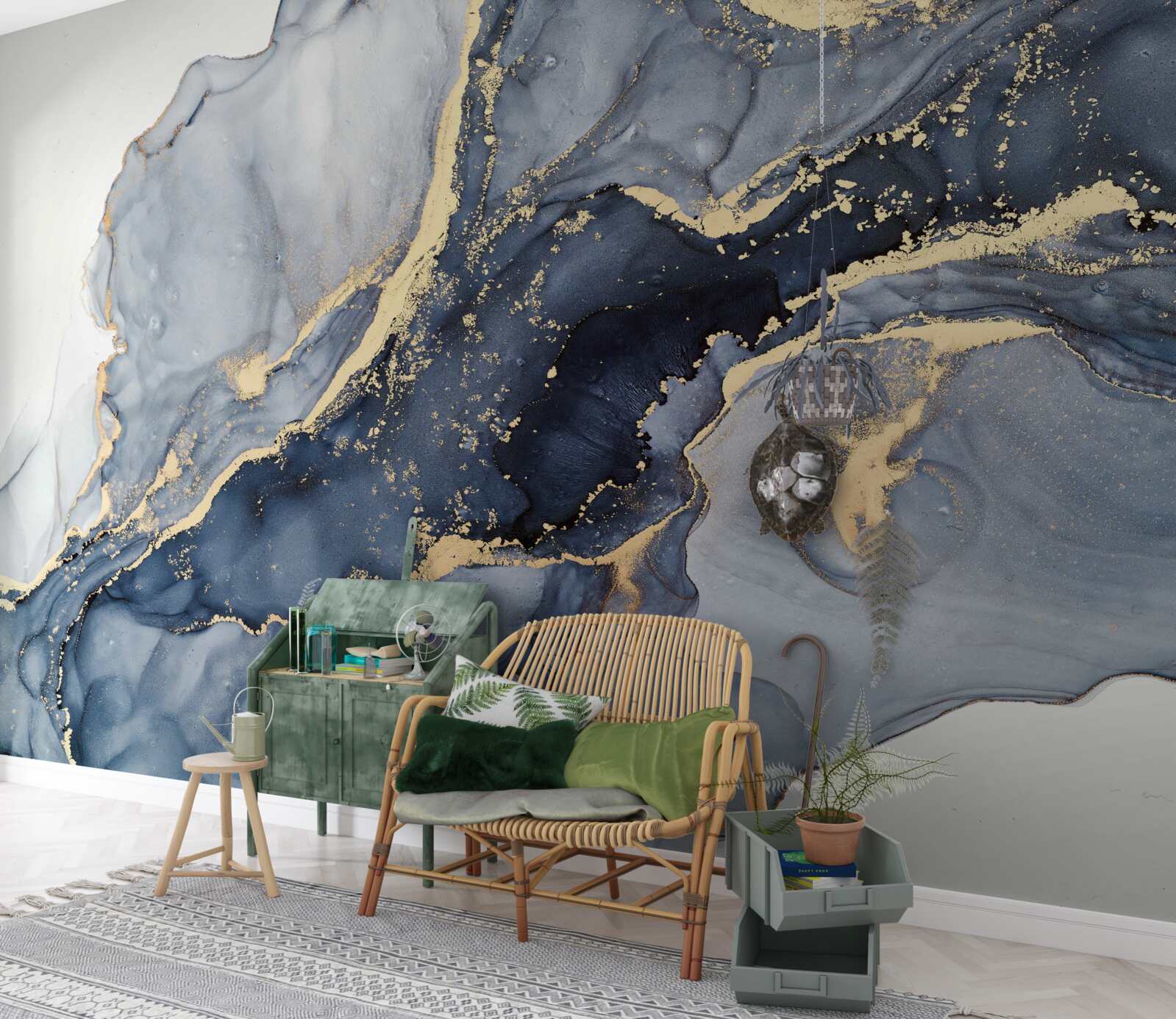 Papier peint l'excitation de la couleur indigo