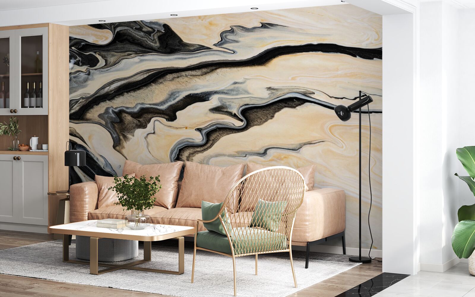 Papier peint fond en marbre dans une teinte beige lisse