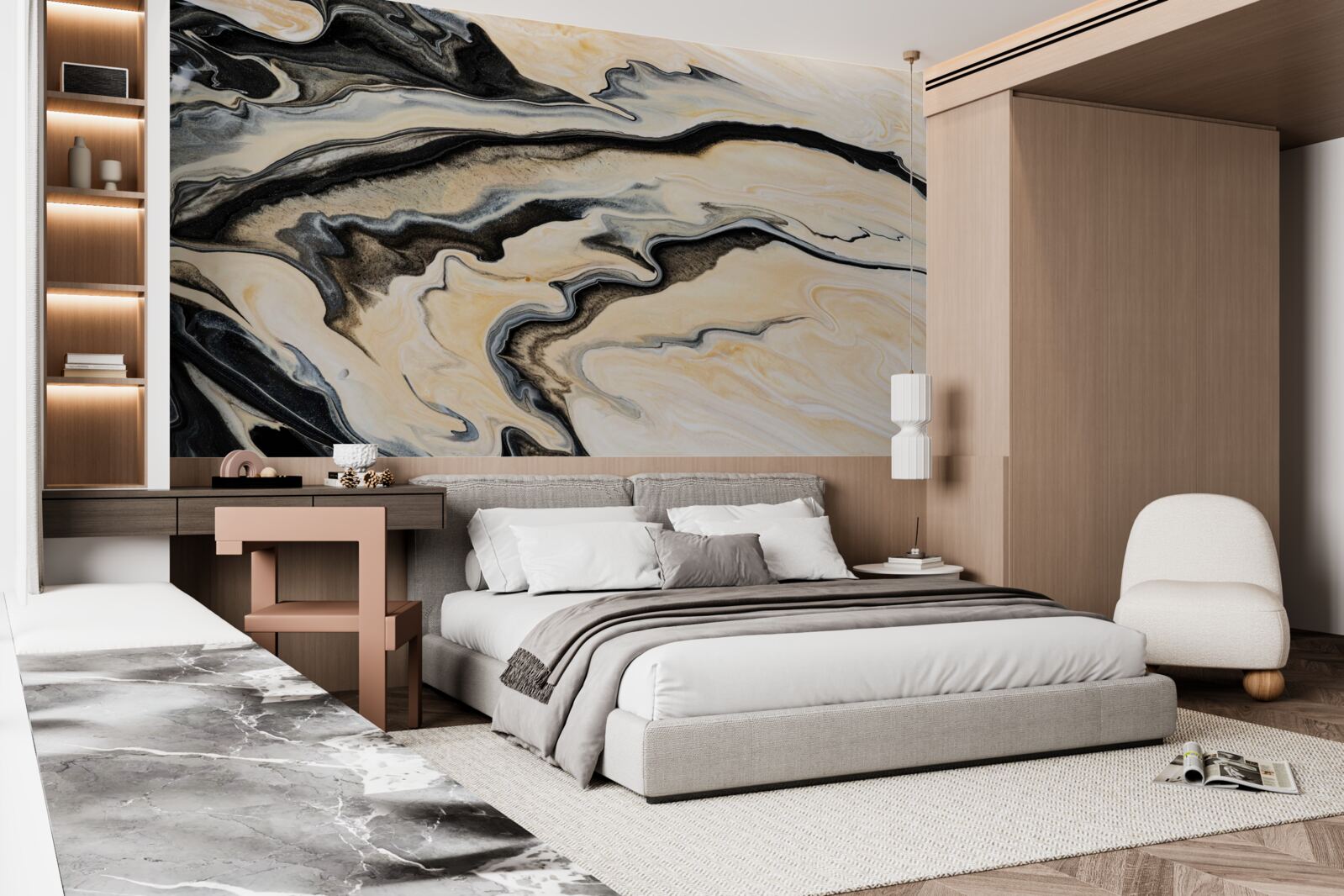 Papier peint fond en marbre dans une teinte beige lisse