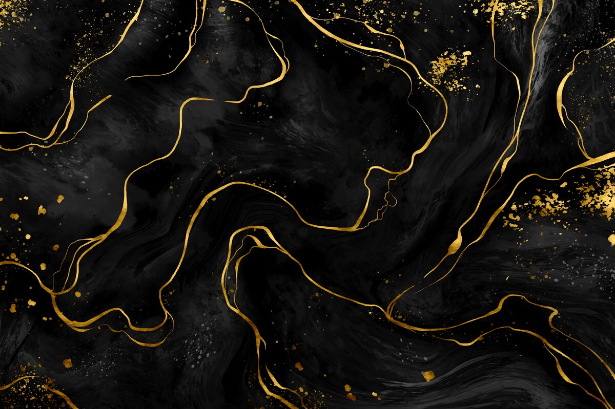 Papier peint fond en marbre dans les tons noir et or