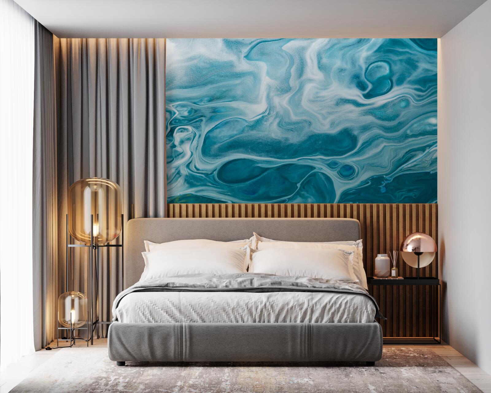 Papier peint subtile nuance turquoise du marbre