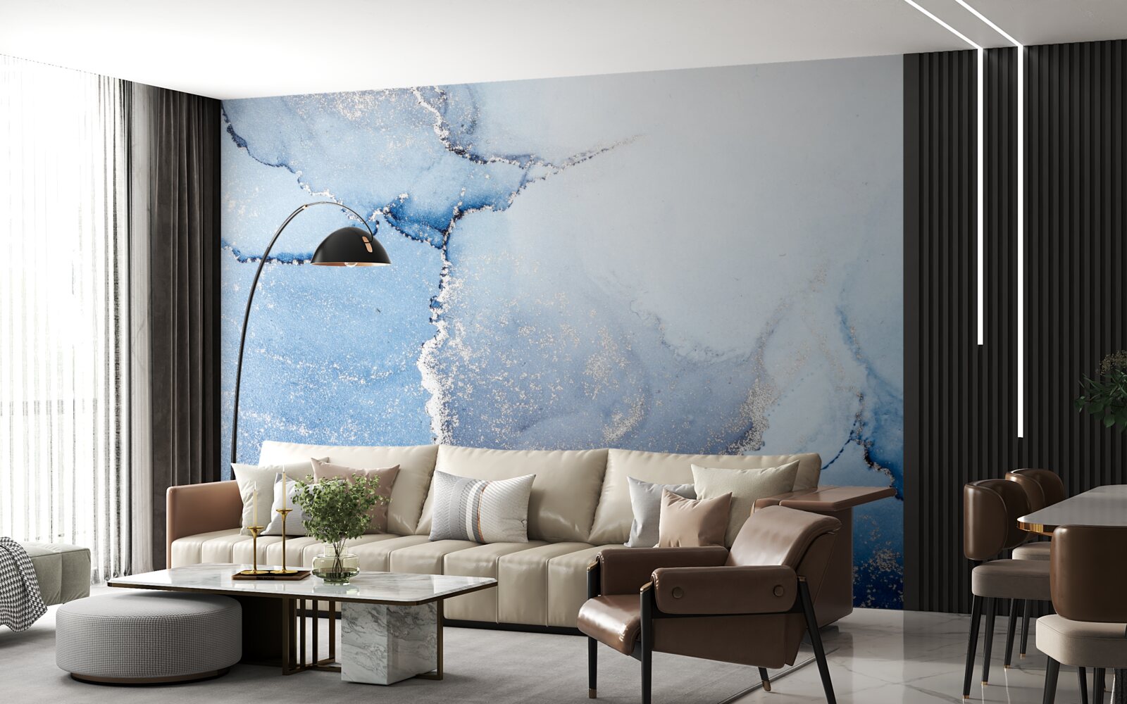 Papier peint fond abstrait dans des tons bleus doux