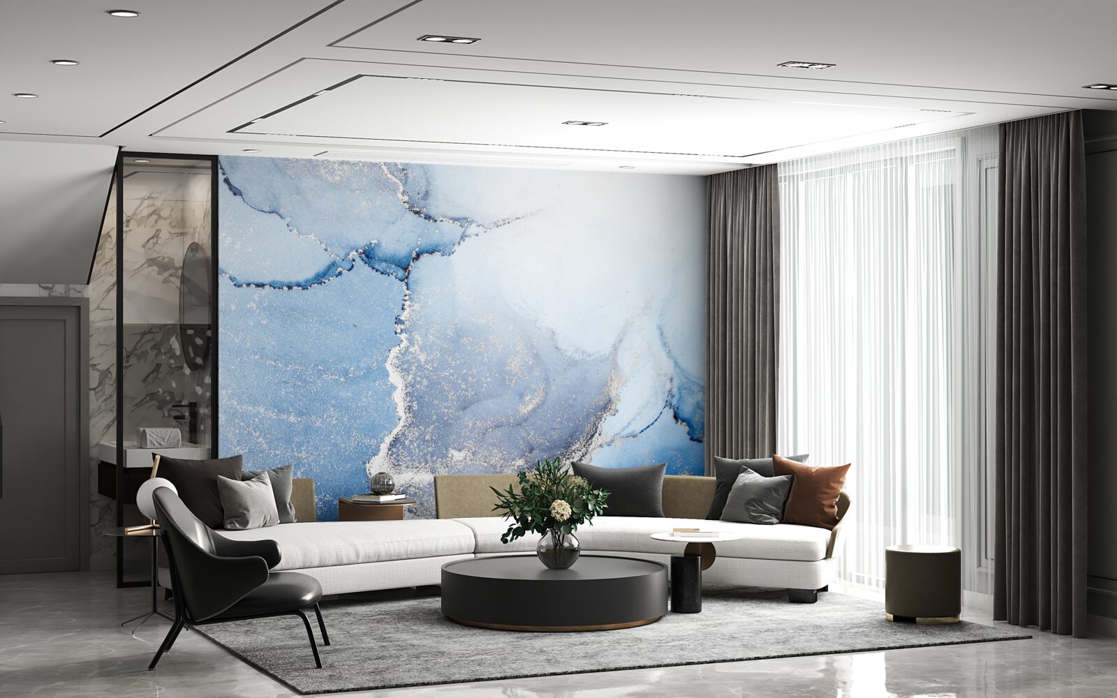 Papier peint fond abstrait dans des tons bleus doux