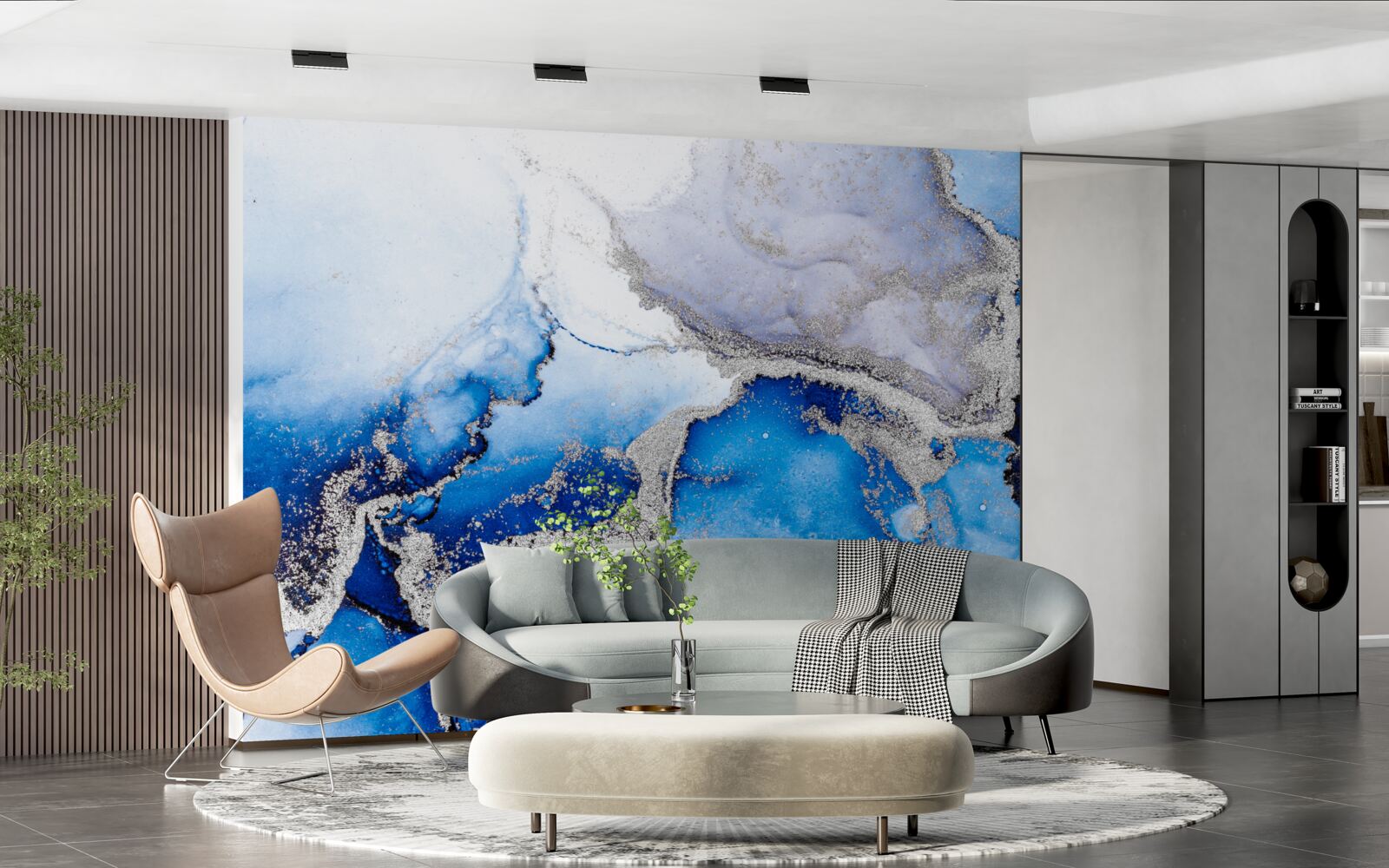 Papier peint fond abstrait extravagant dans une teinte bleue