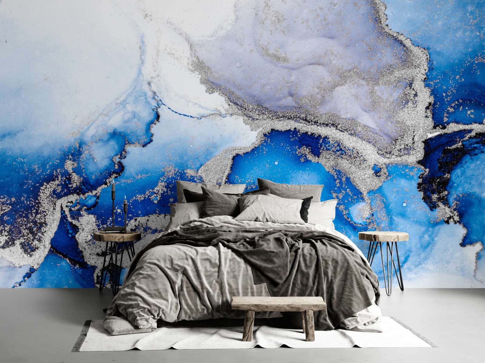 Papier peint fond abstrait extravagant dans une teinte bleue