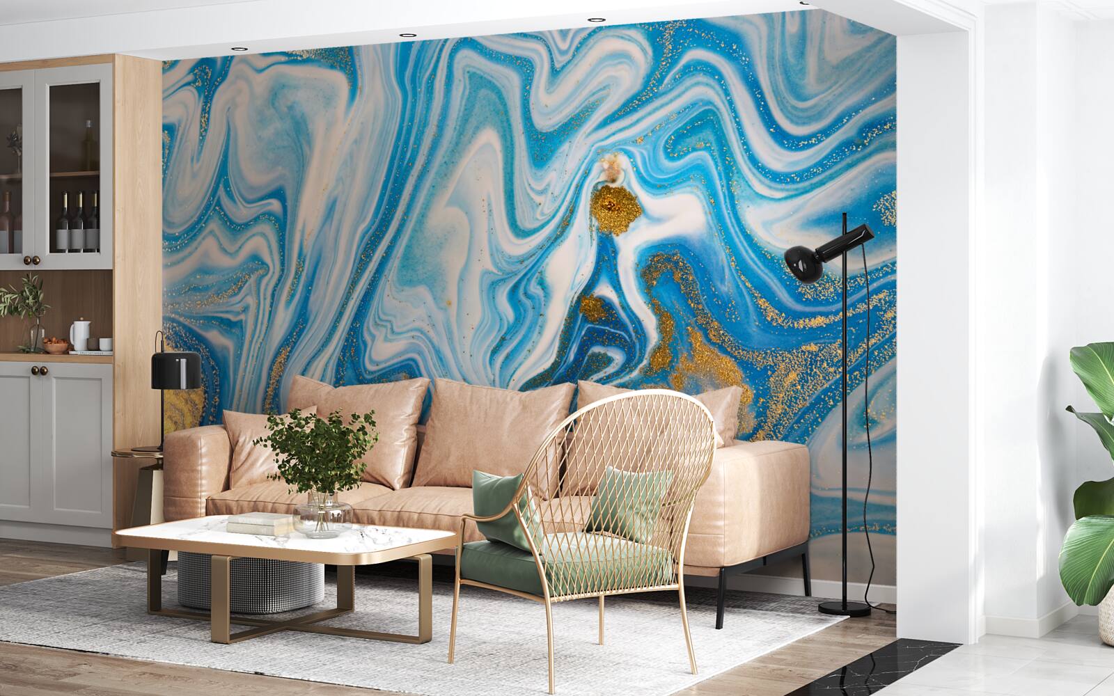 Papier peint le sable bleu sous une forme abstraite