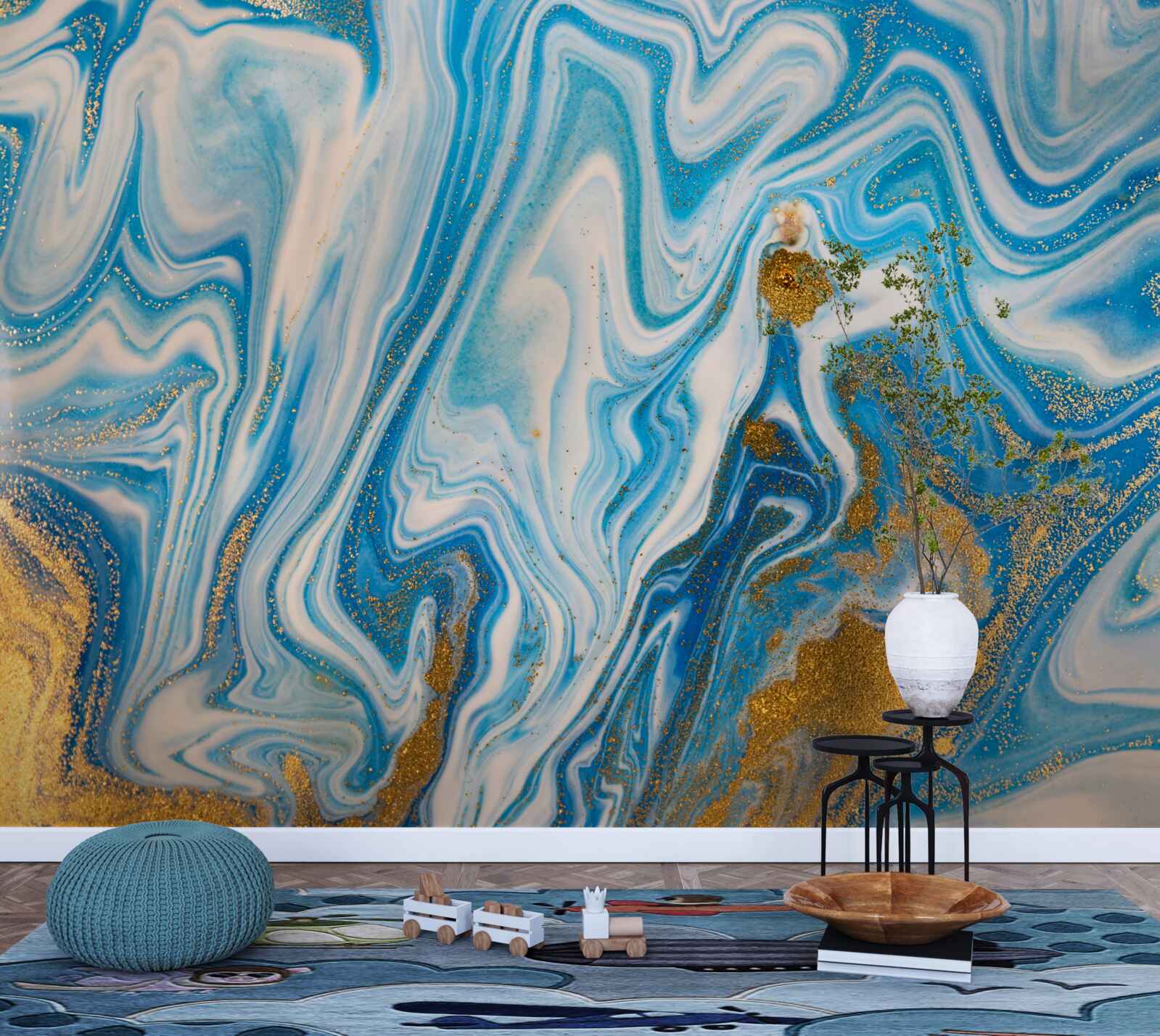 Papier peint le sable bleu sous une forme abstraite