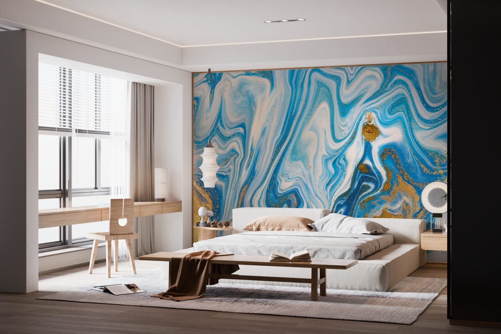 Papier peint le sable bleu sous une forme abstraite