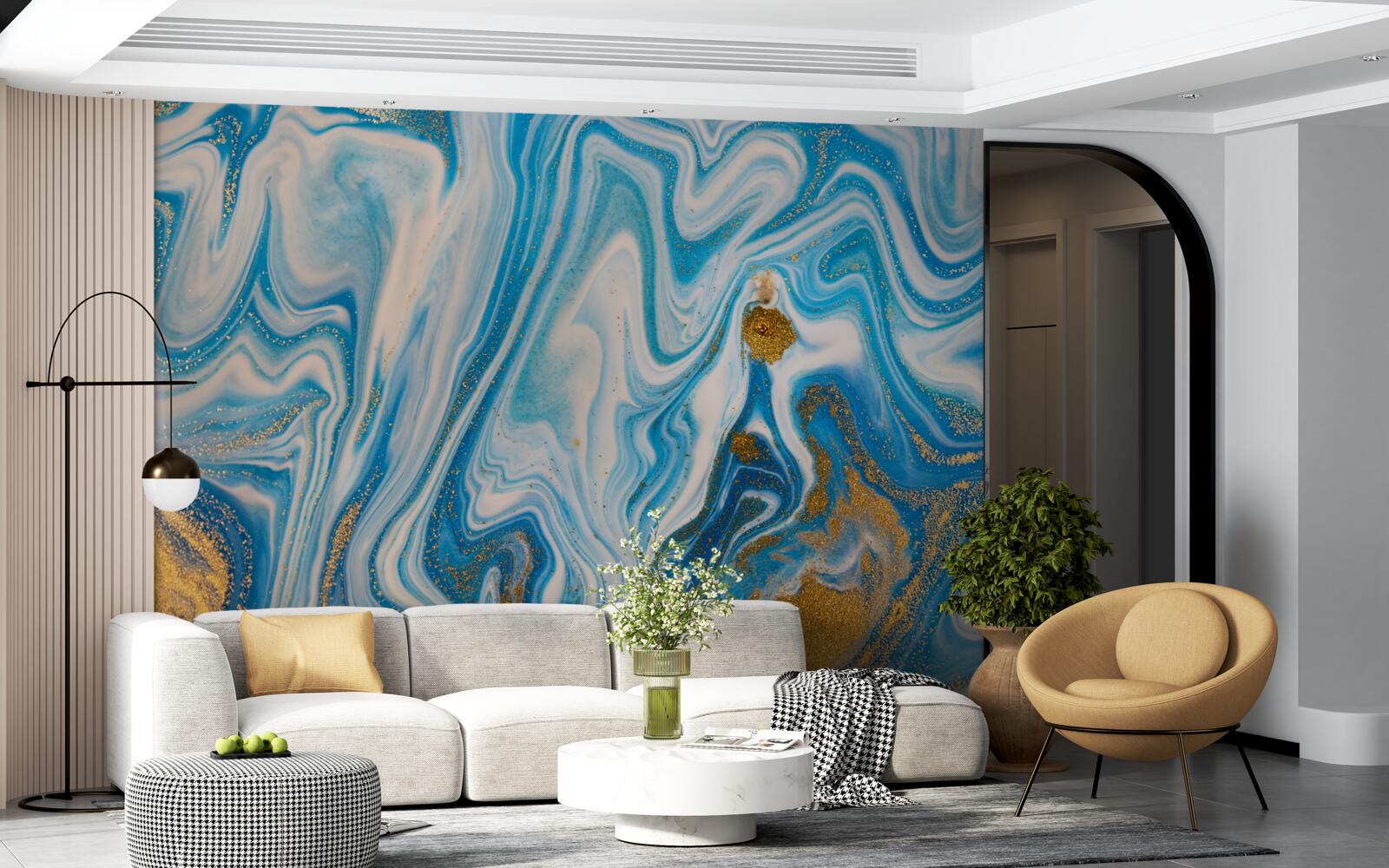 Papier peint le sable bleu sous une forme abstraite