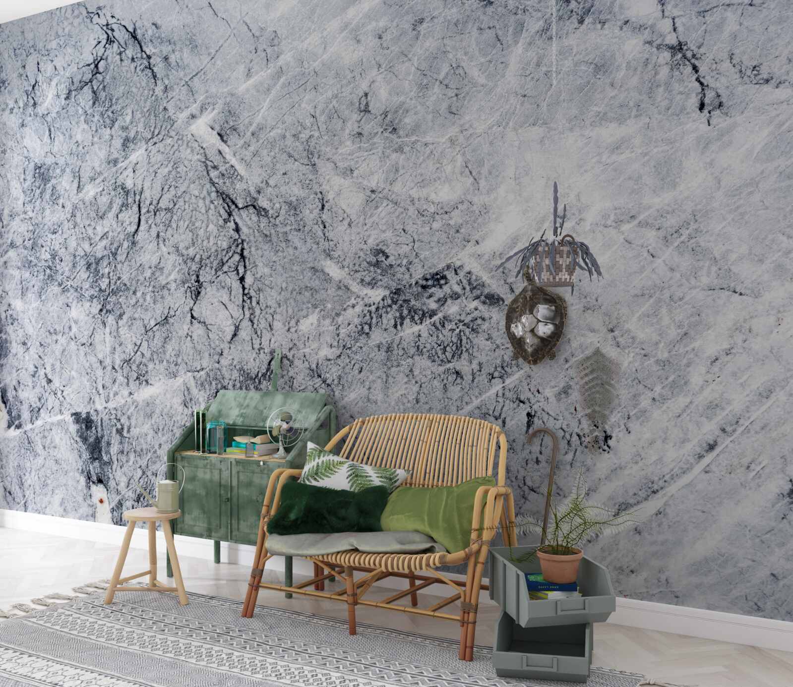 Papier peint marbre gris élégant