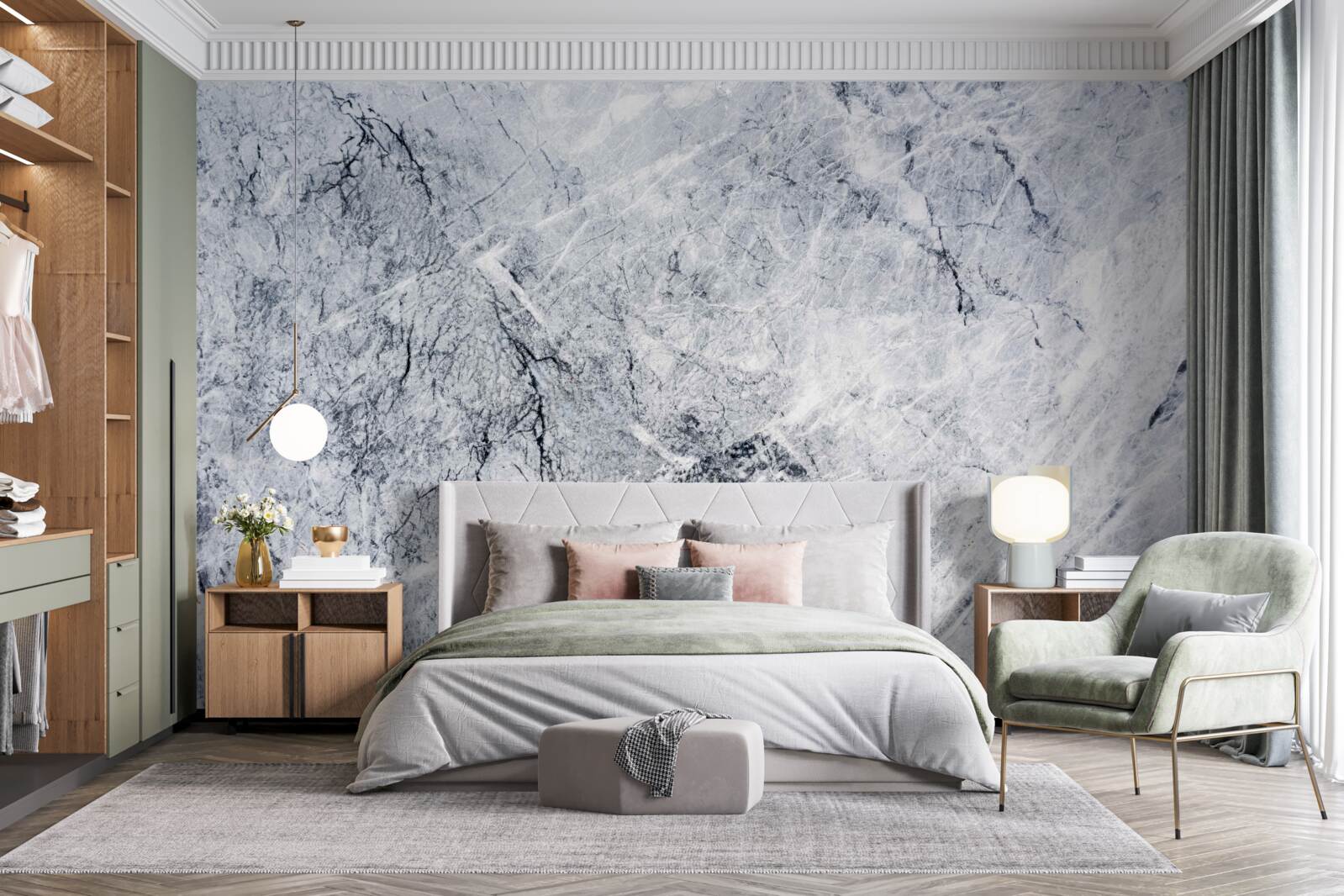 Papier peint marbre gris élégant