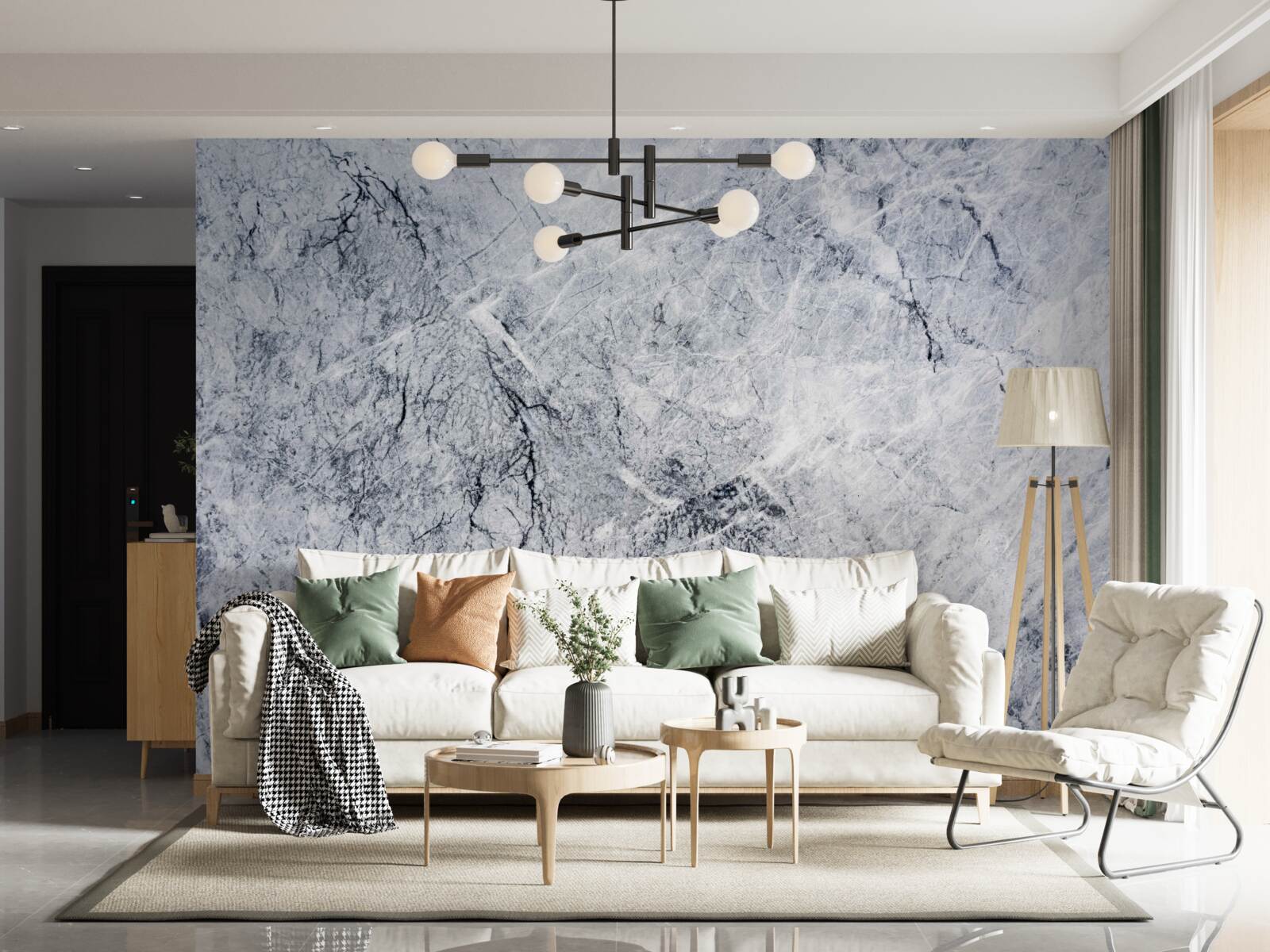 Papier peint marbre gris élégant