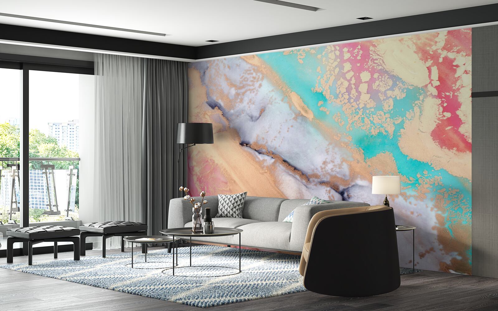 Papier peint encre aquarelle claire