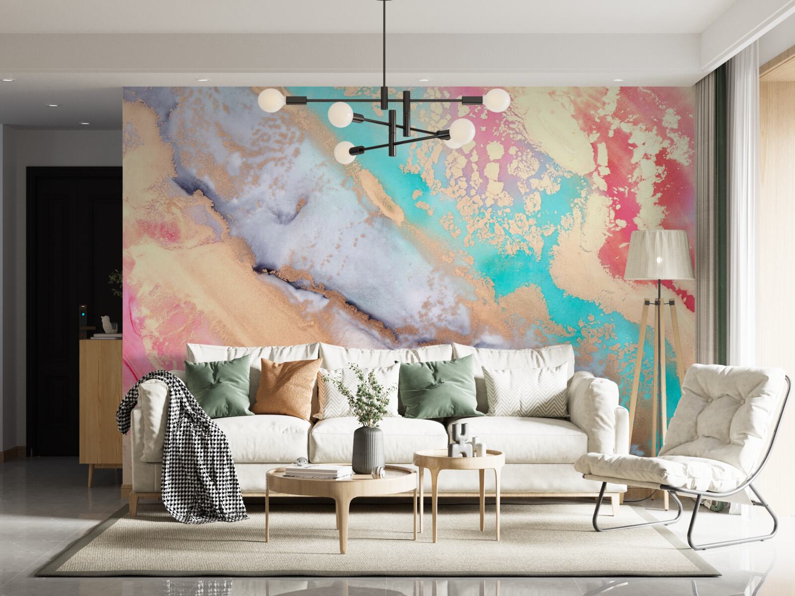 Papier peint encre aquarelle claire