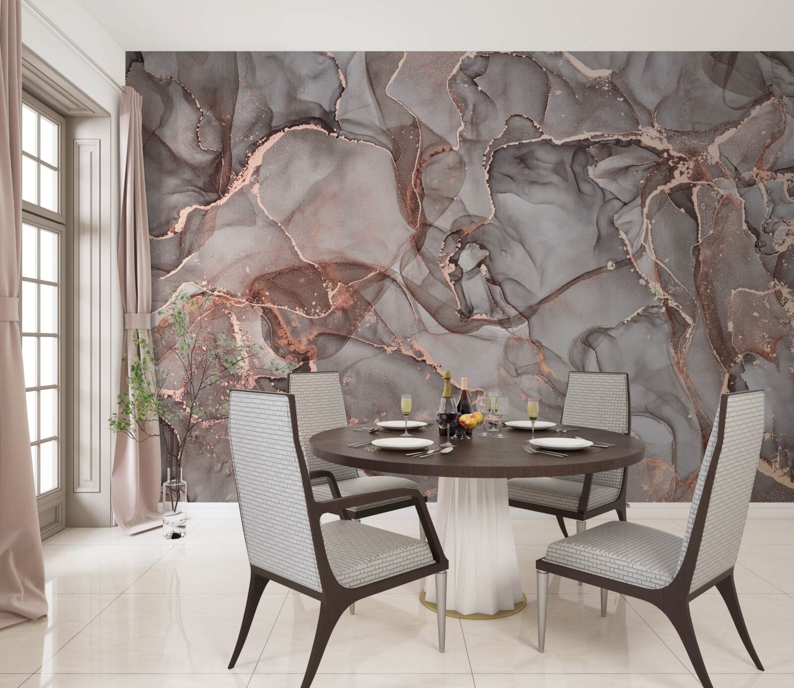 Papier peint liquide argenté humide