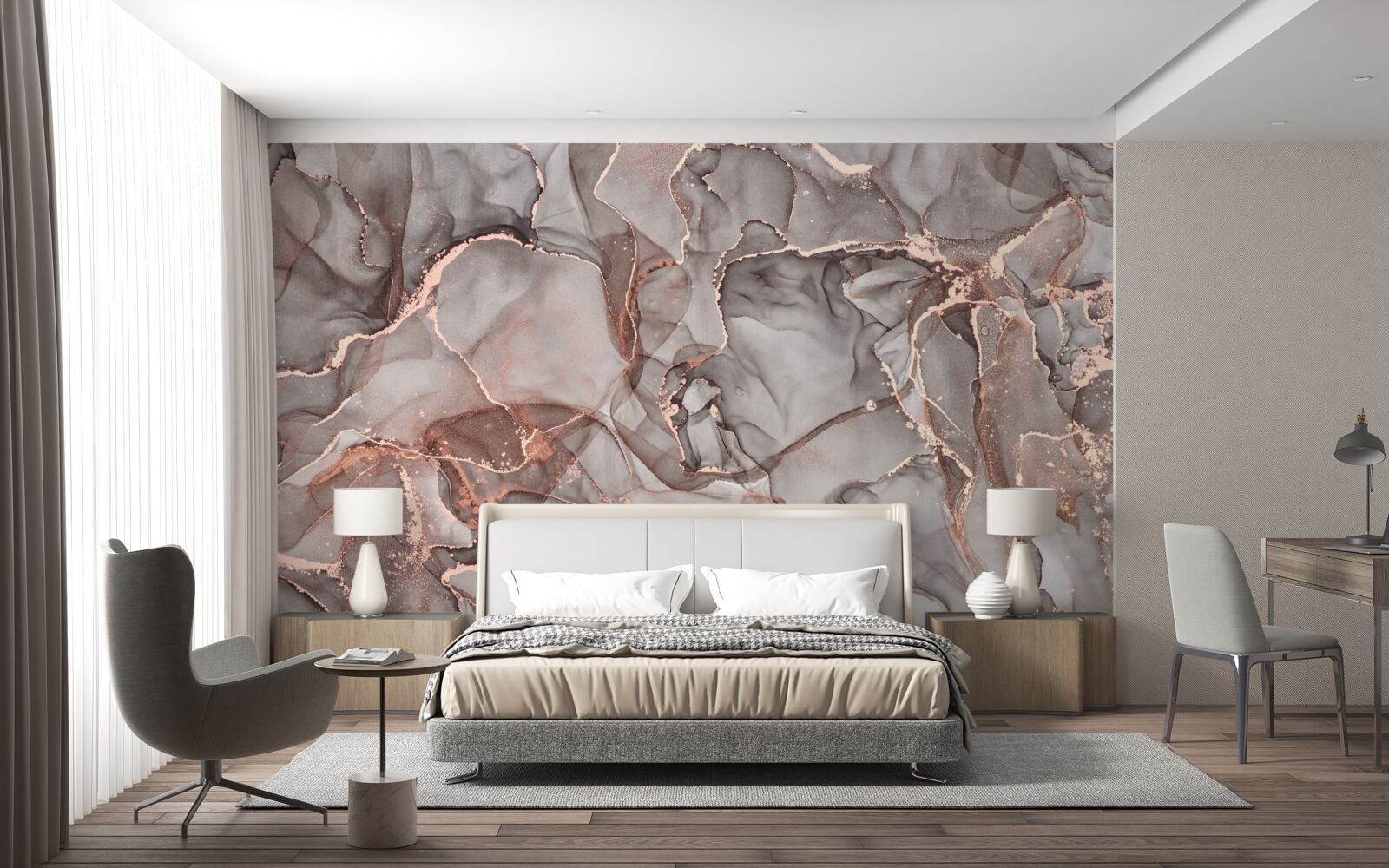 Papier peint liquide argenté humide