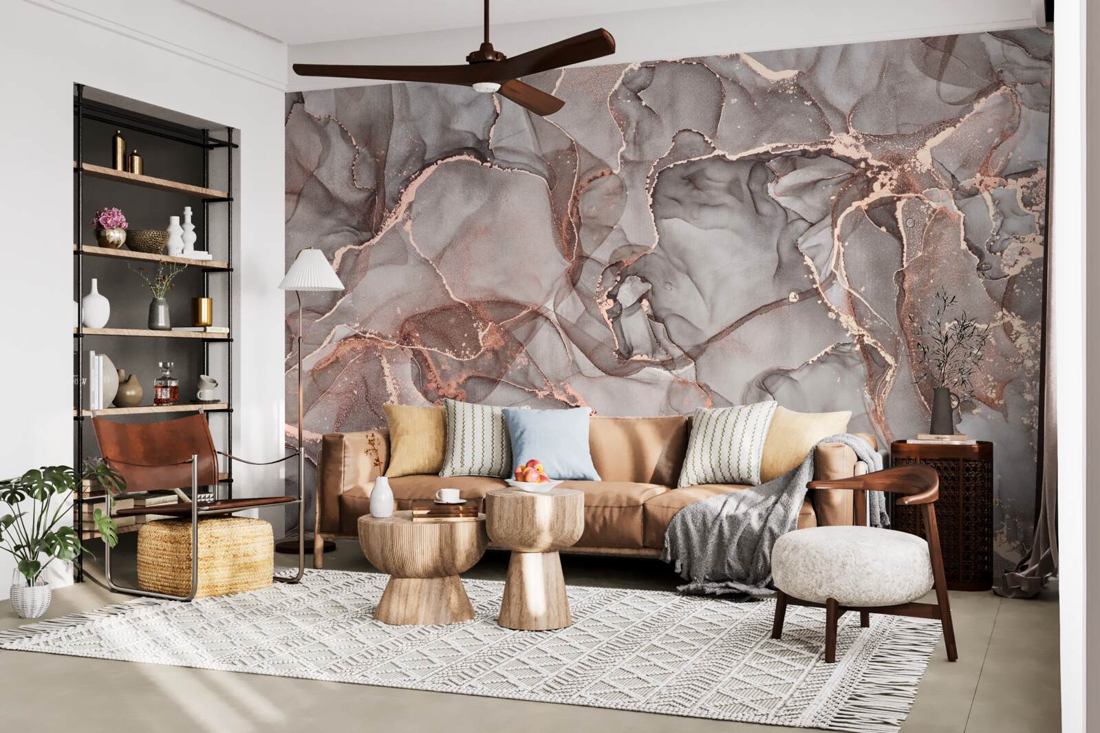 Papier peint liquide argenté humide