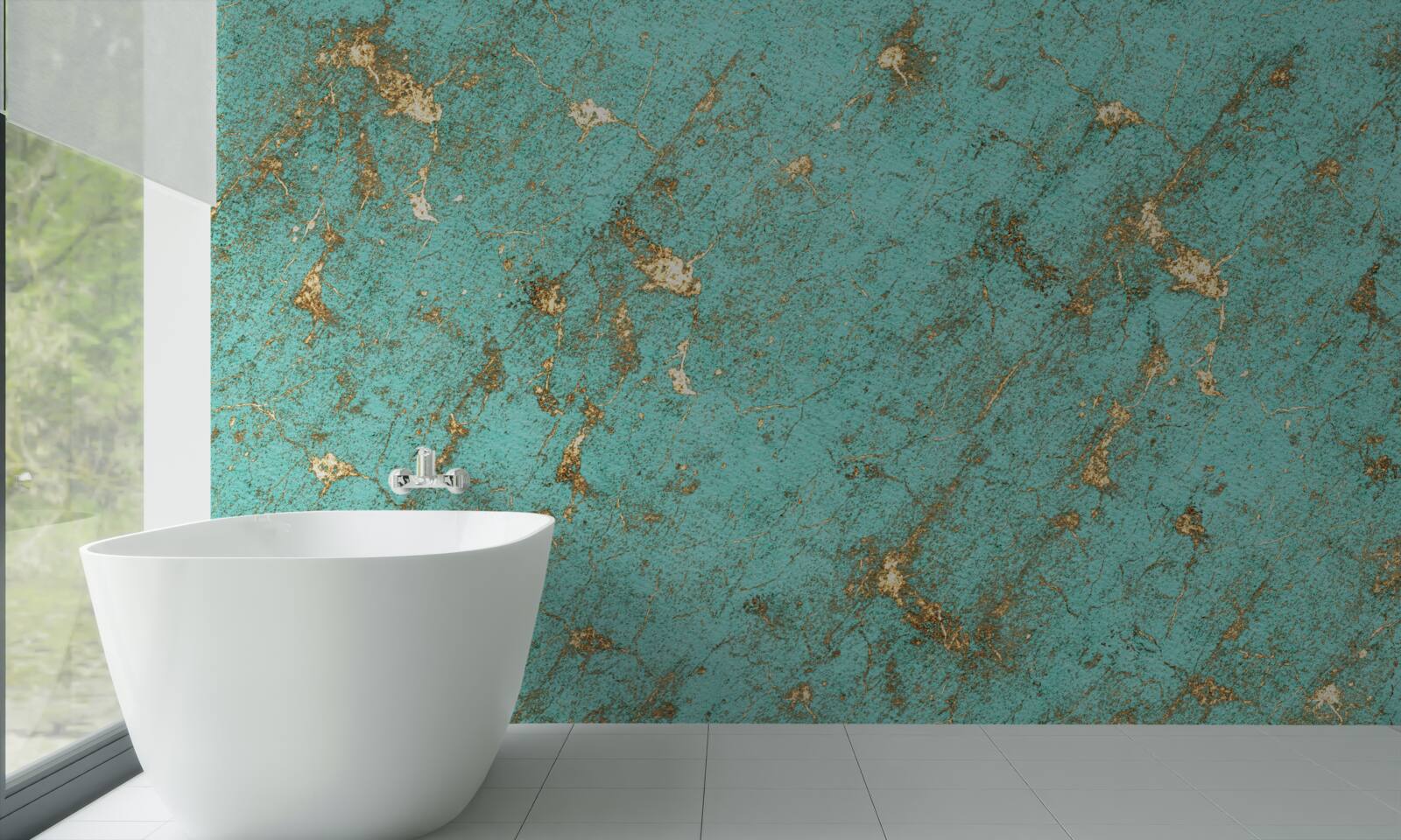 Papier peint émeraude dorée en marbre