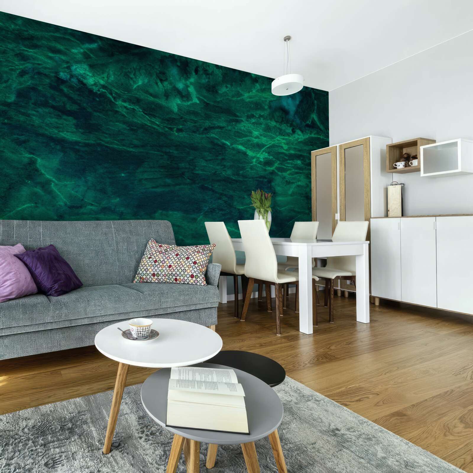 Papier peint marbre vert foncé