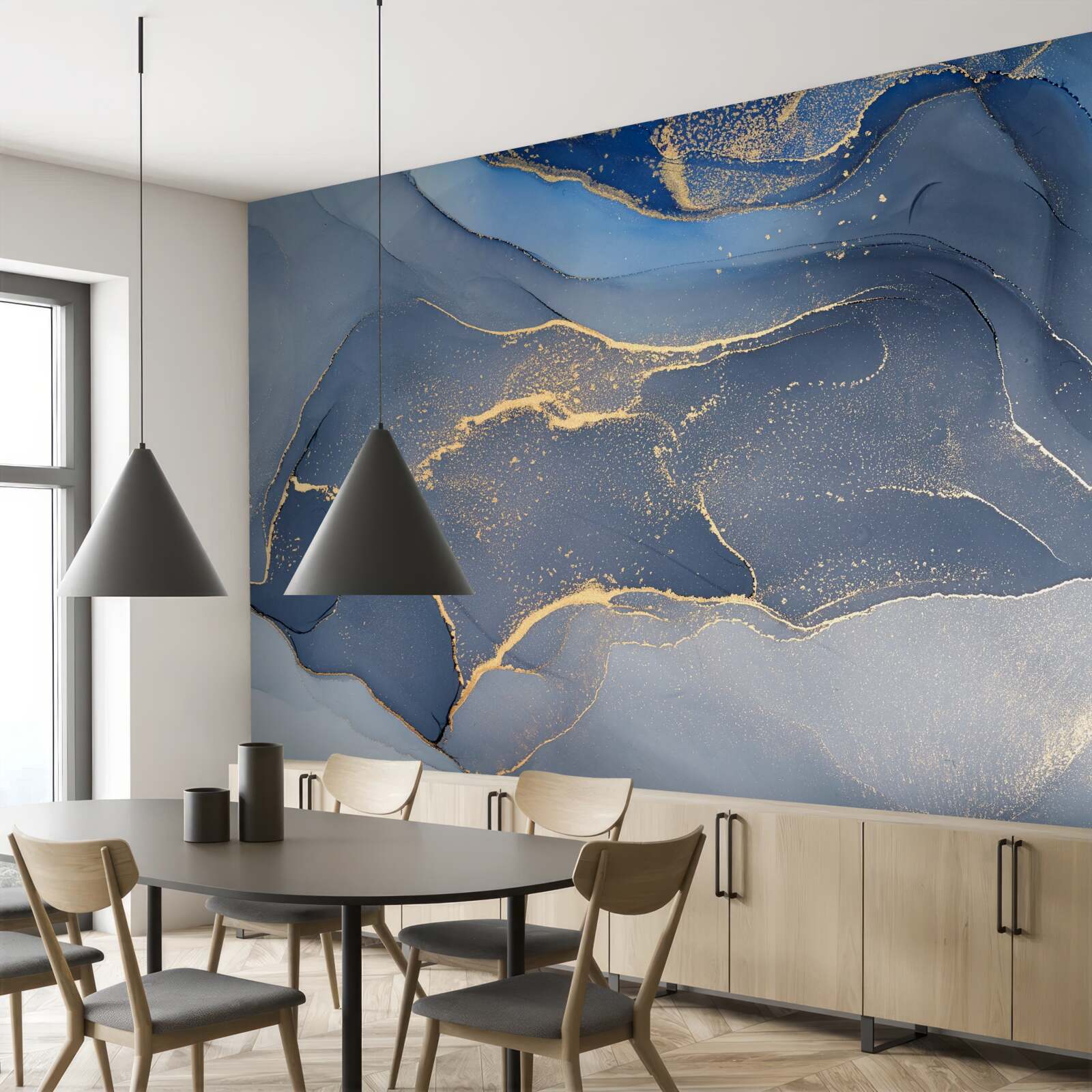 Papier peint mer de pierre gris-bleu