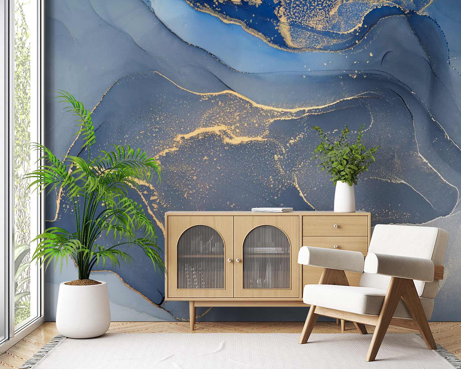 Papier peint mer de pierre gris-bleu