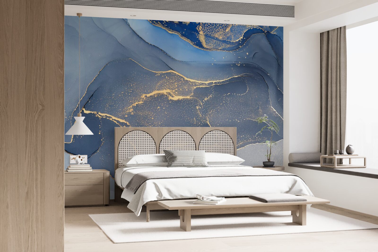 Papier peint mer de pierre gris-bleu