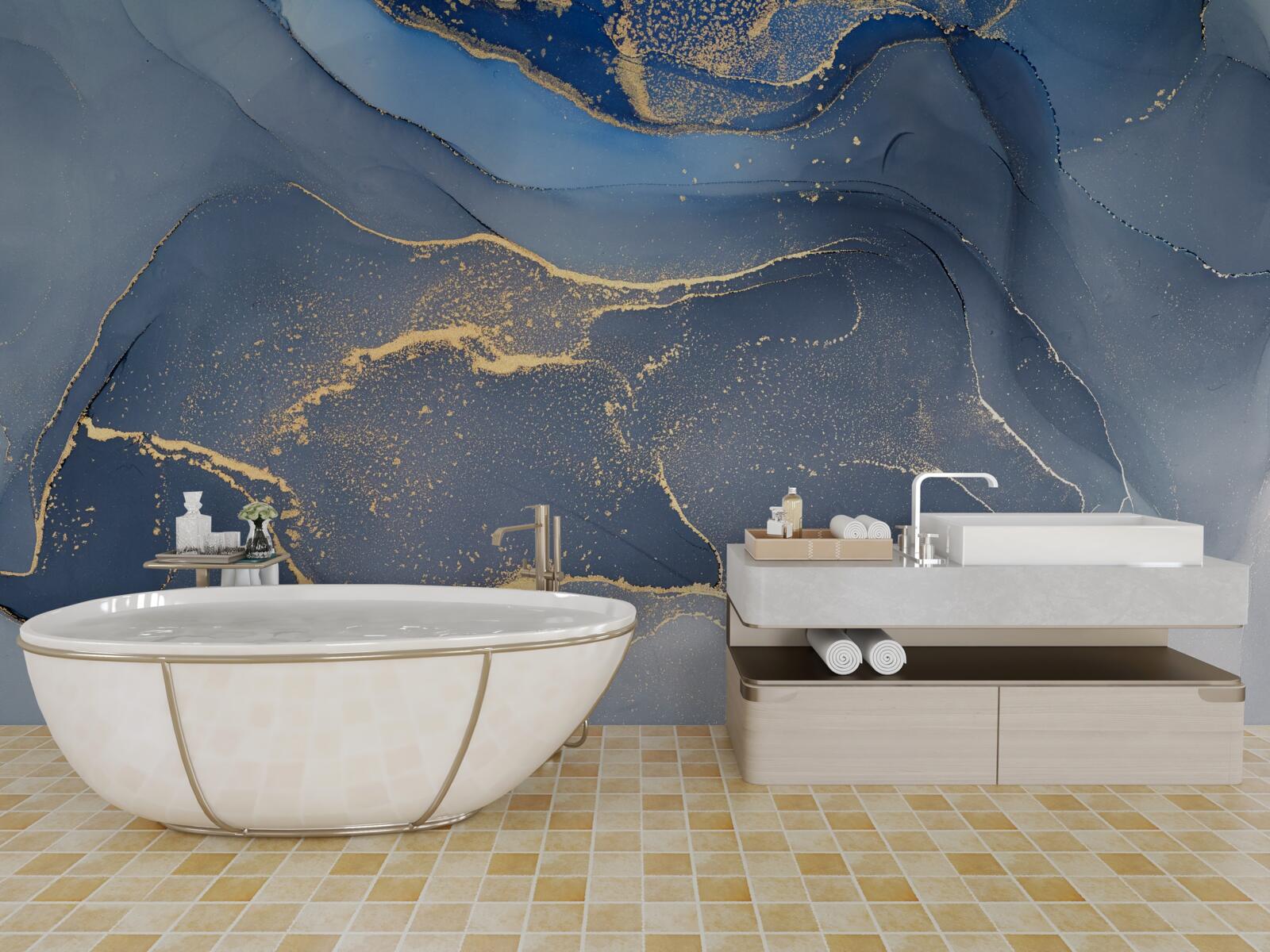 Papier peint mer de pierre gris-bleu