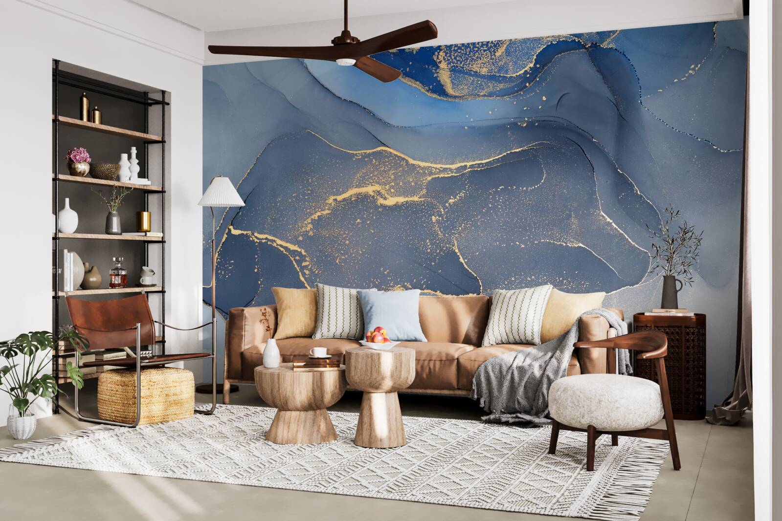 Papier peint mer de pierre gris-bleu