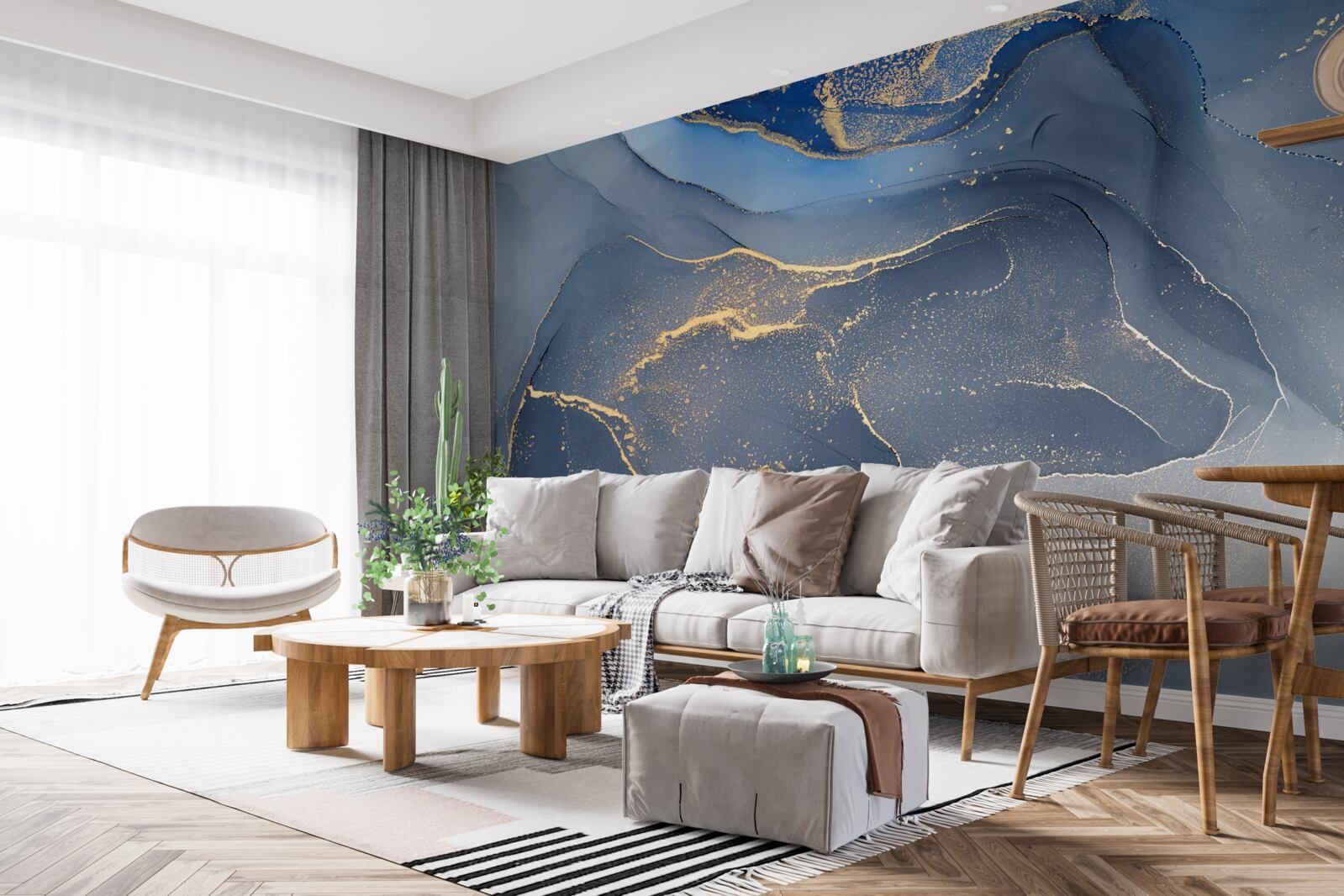 Papier peint mer de pierre gris-bleu