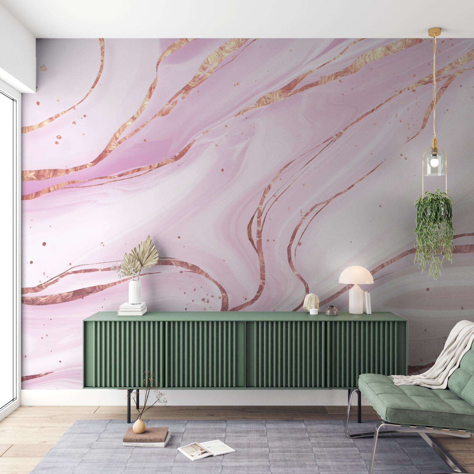 Papier peint marbre dans une teinte rose poussiéreuse