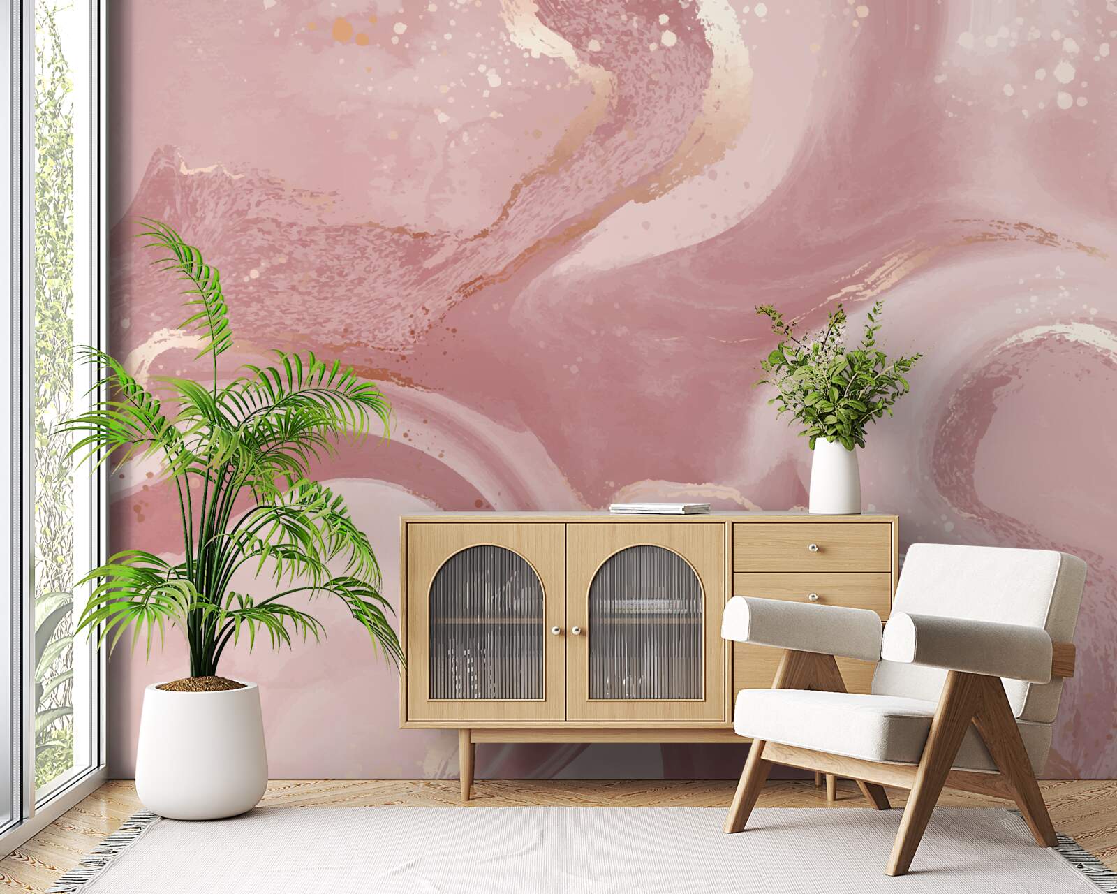 Papier peint nuance ambiguë, rose poussiéreux