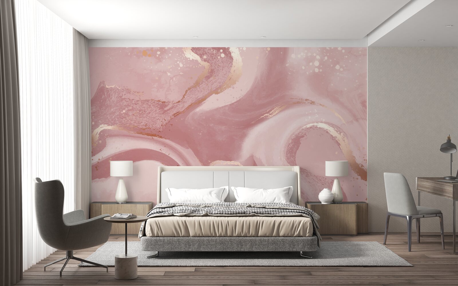 Papier peint nuance ambiguë, rose poussiéreux