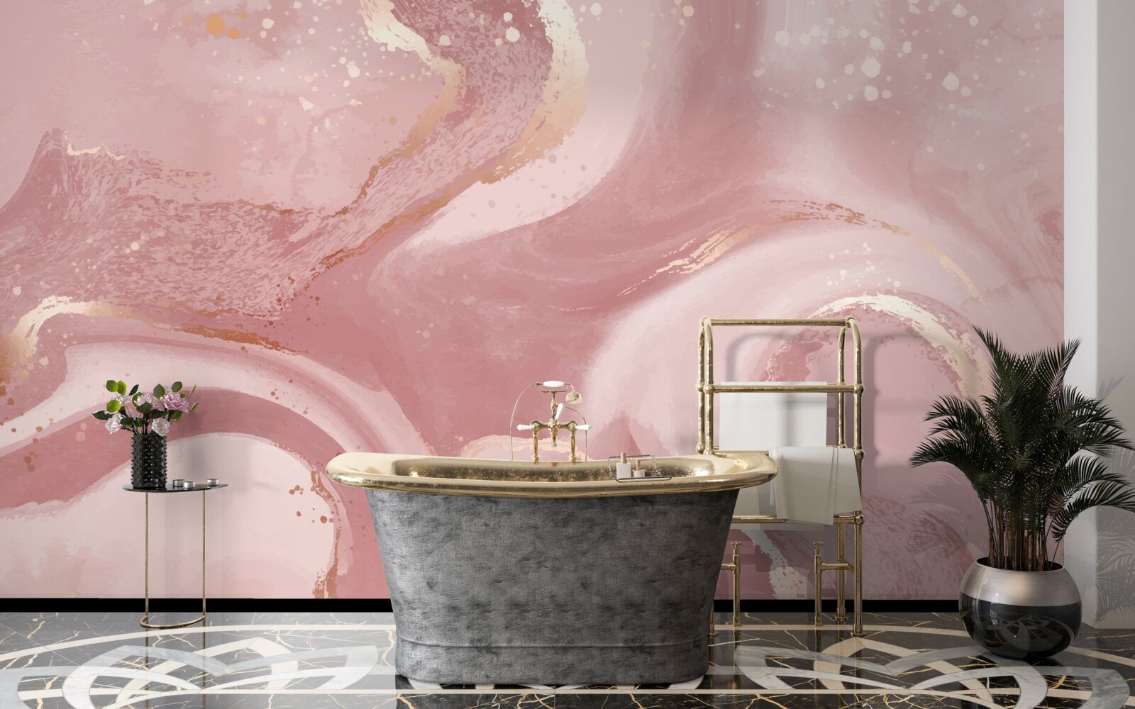 Papier peint nuance ambiguë, rose poussiéreux