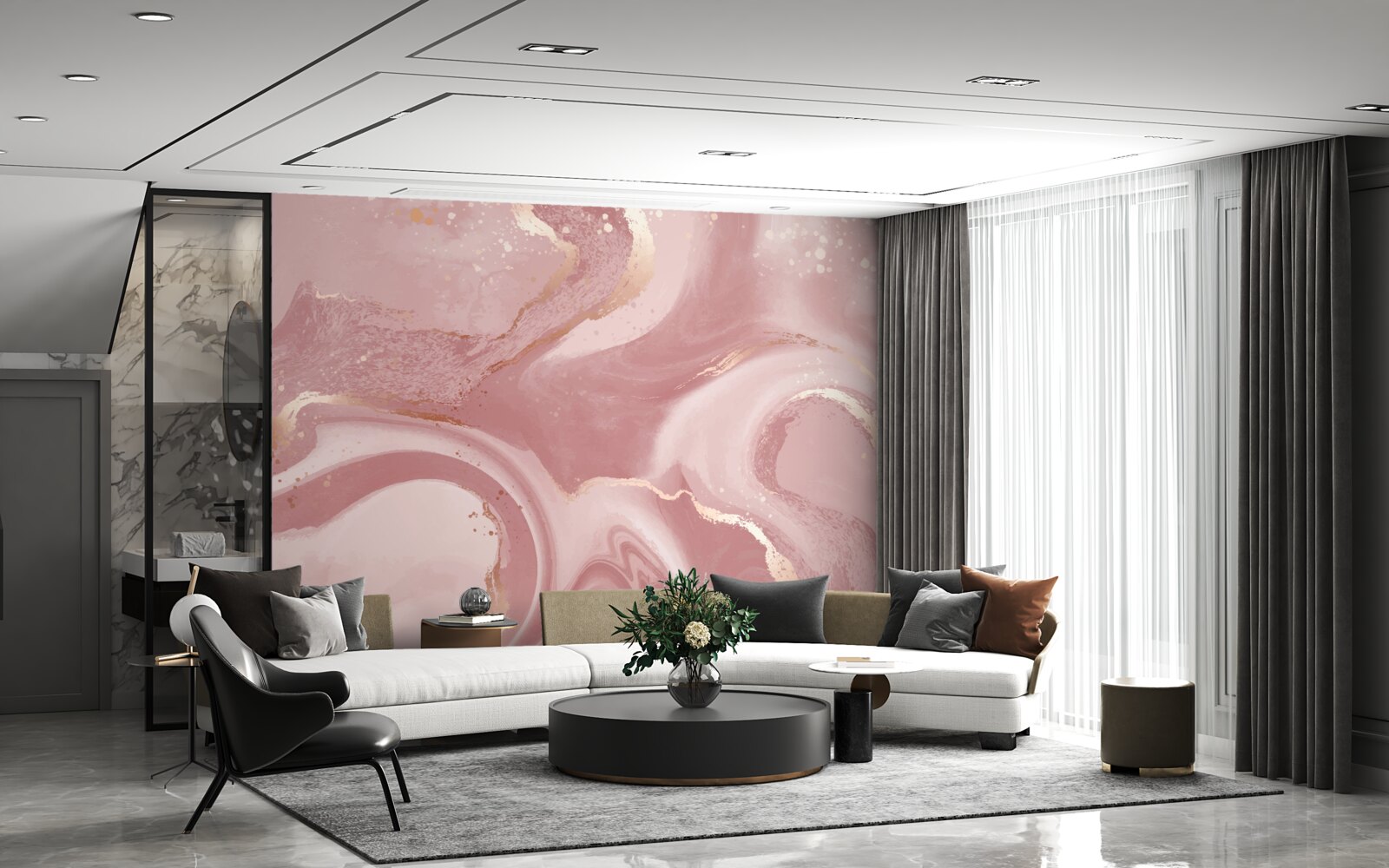 Papier peint nuance ambiguë, rose poussiéreux