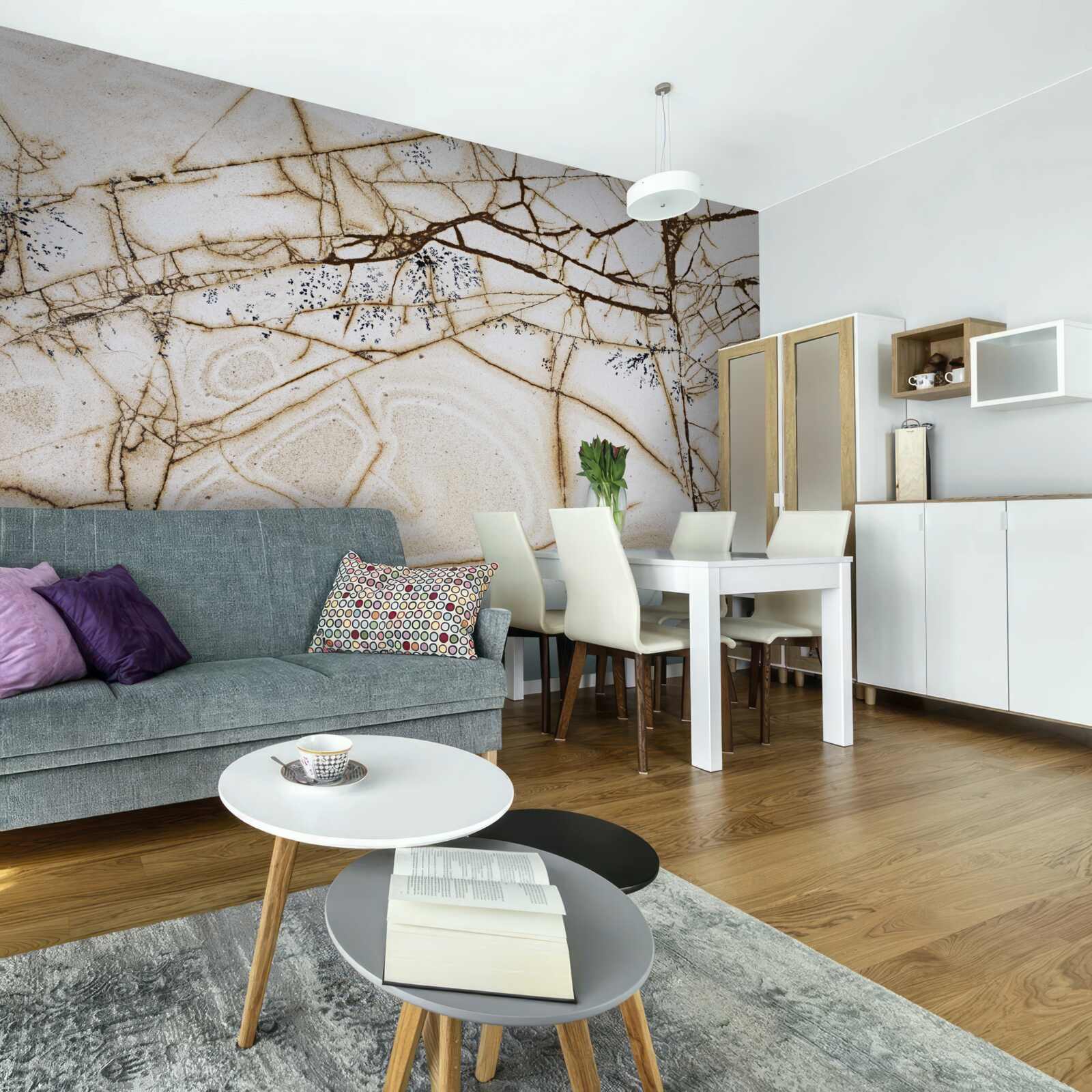 Papier peint fond avec marbre clair fissuré