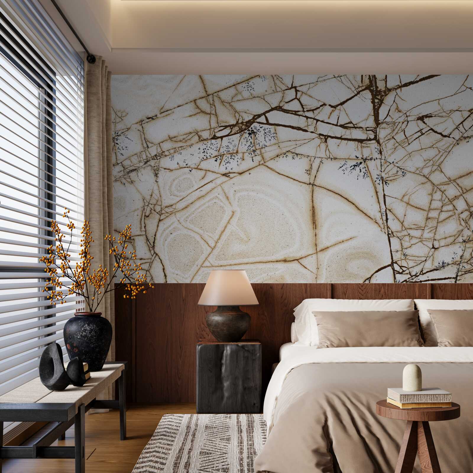 Papier peint fond avec marbre clair fissuré