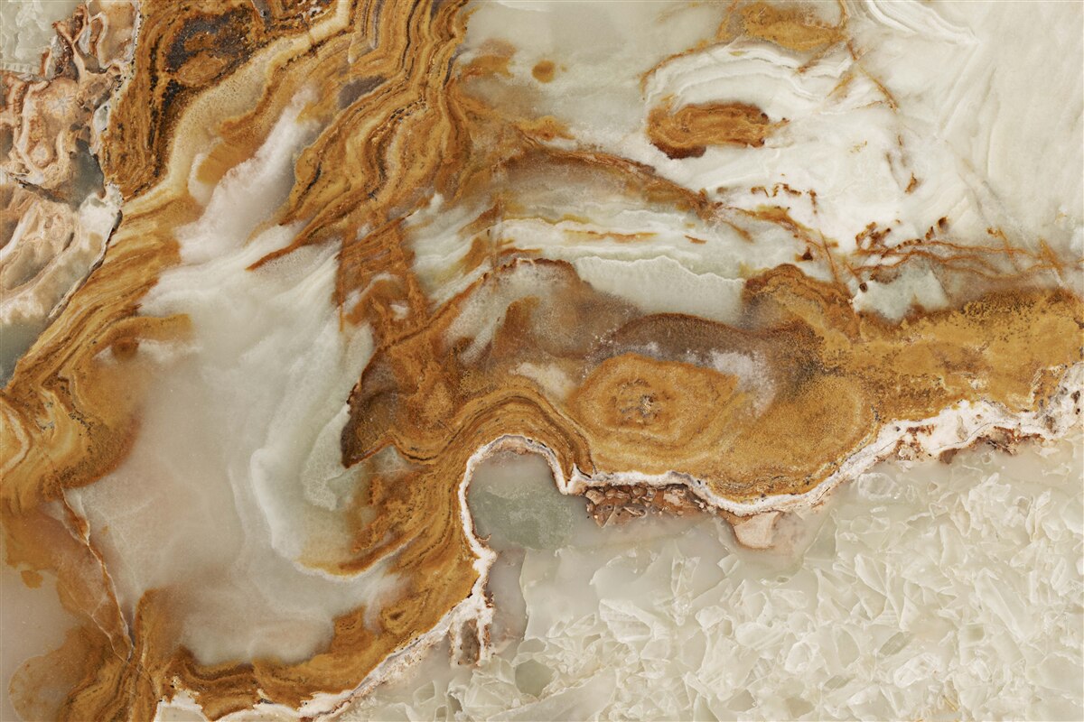 Papier peint marbre blanc veiné de brun