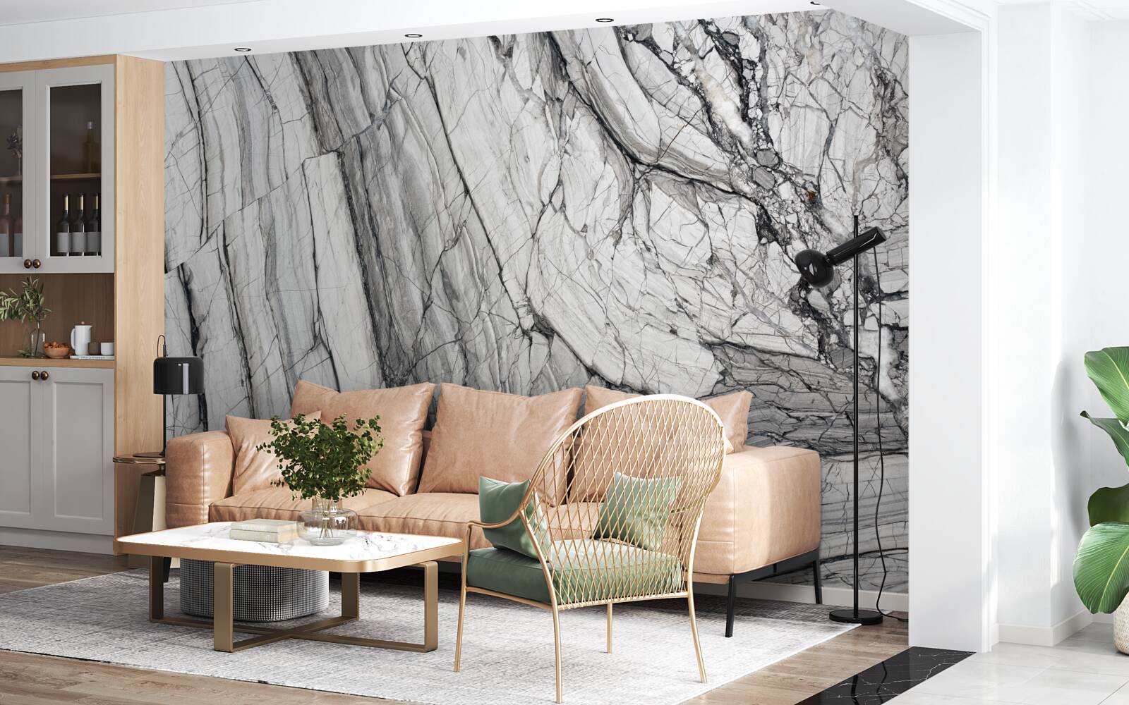 Papier peint placage de marbre composite