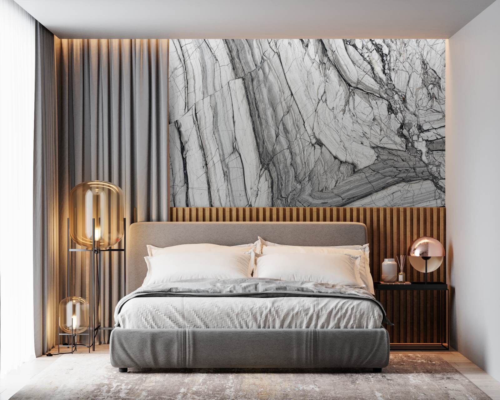 Papier peint placage de marbre composite